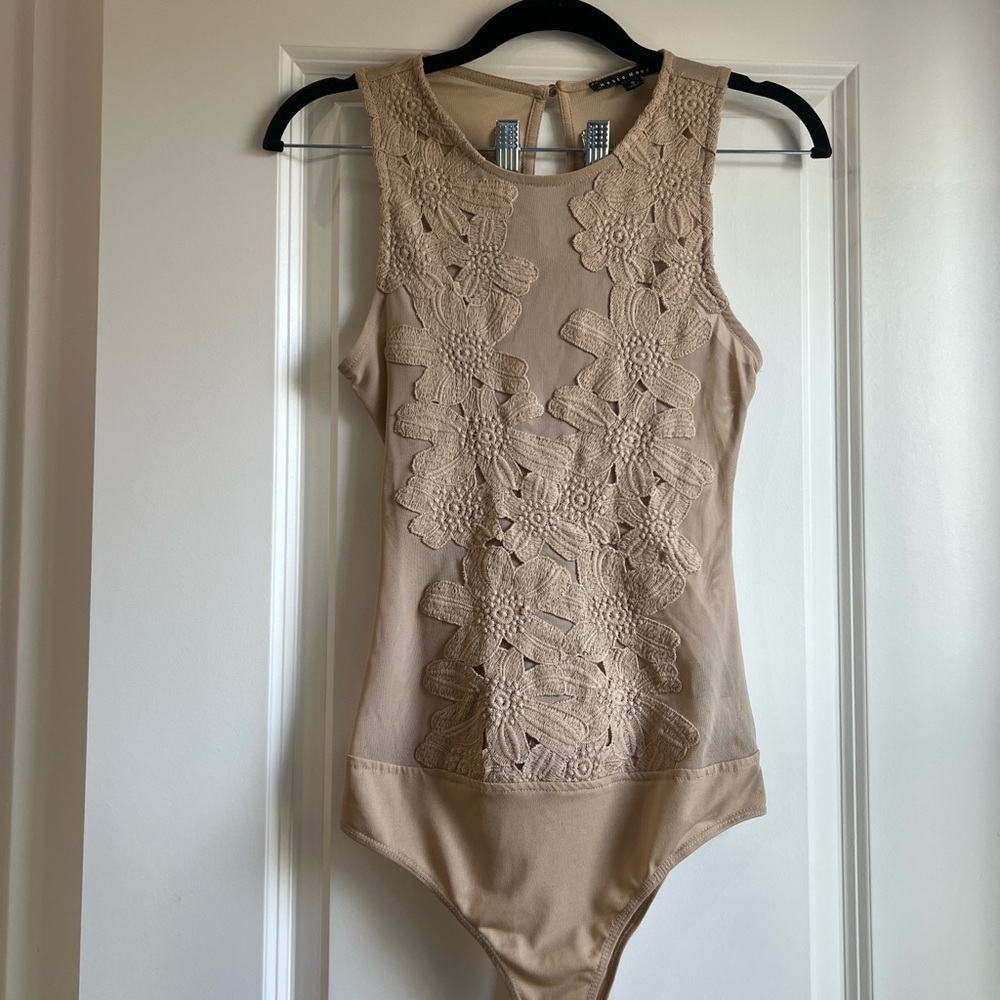 Elegant Lace Bodysuit in Tan